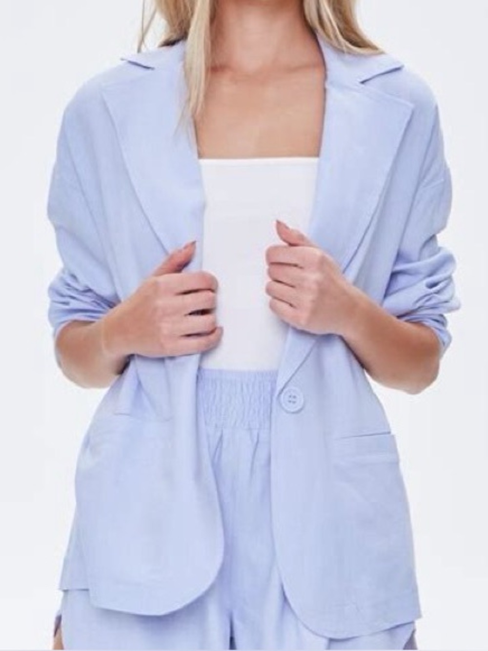 Forever 21 Sky Blue Single-Button Blazer